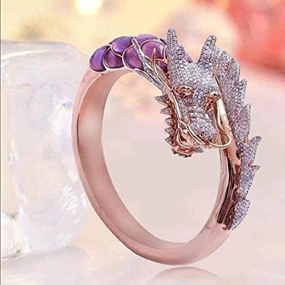 Dragon Devil Tail Coiled Serpent Jewelry Ring 14k Gold Plated Nickel Free Alloy - Picture 1 of 6